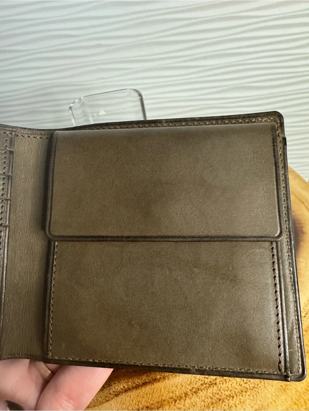 Yves Saint Laurent Gold Snap Detail on Olive Leather